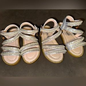 2 pairs Pearls and Shimmer Toddler Sandals - 2 Pairs (size 6 and size 7)